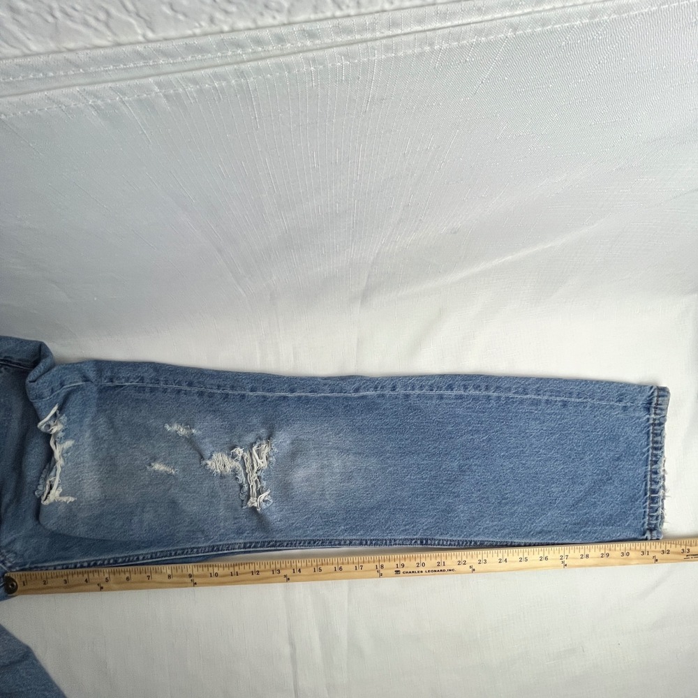 Aeropostale Low Rise Baggy Jeans Womens 4 Regular Blue Distressed Ripped Denim - Picture 12 of 13